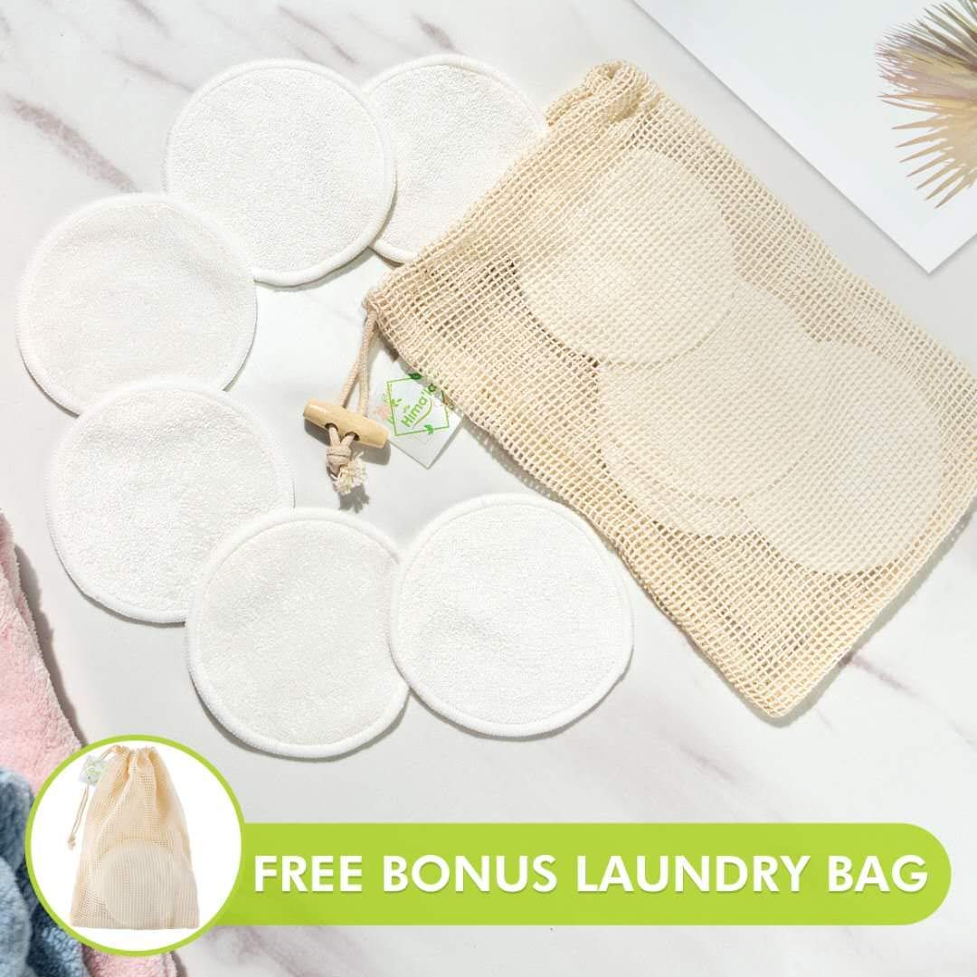 Hima'la 12 Pcs Reusable Makeup Remover Padswith Washable Laundry Bag | Bamboo Reusable Make Up Remover Pads - Eco Friendly Soft & Gentle Reusable Cotton Pads Makeup Remover (Pack of 12)