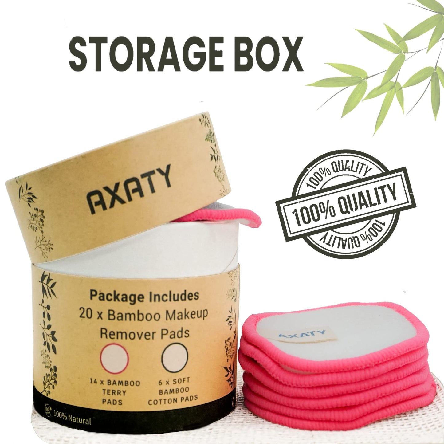 AXATY 3-Layers 20 Reusable Makeup Remover Pads - Organic Bamboo Cotton Pads with Drawstring Bag, Eco-Friendly Cleansing Face Pads - Makeup Remover for All Skin Types (Brown, 20 Pads Set)
