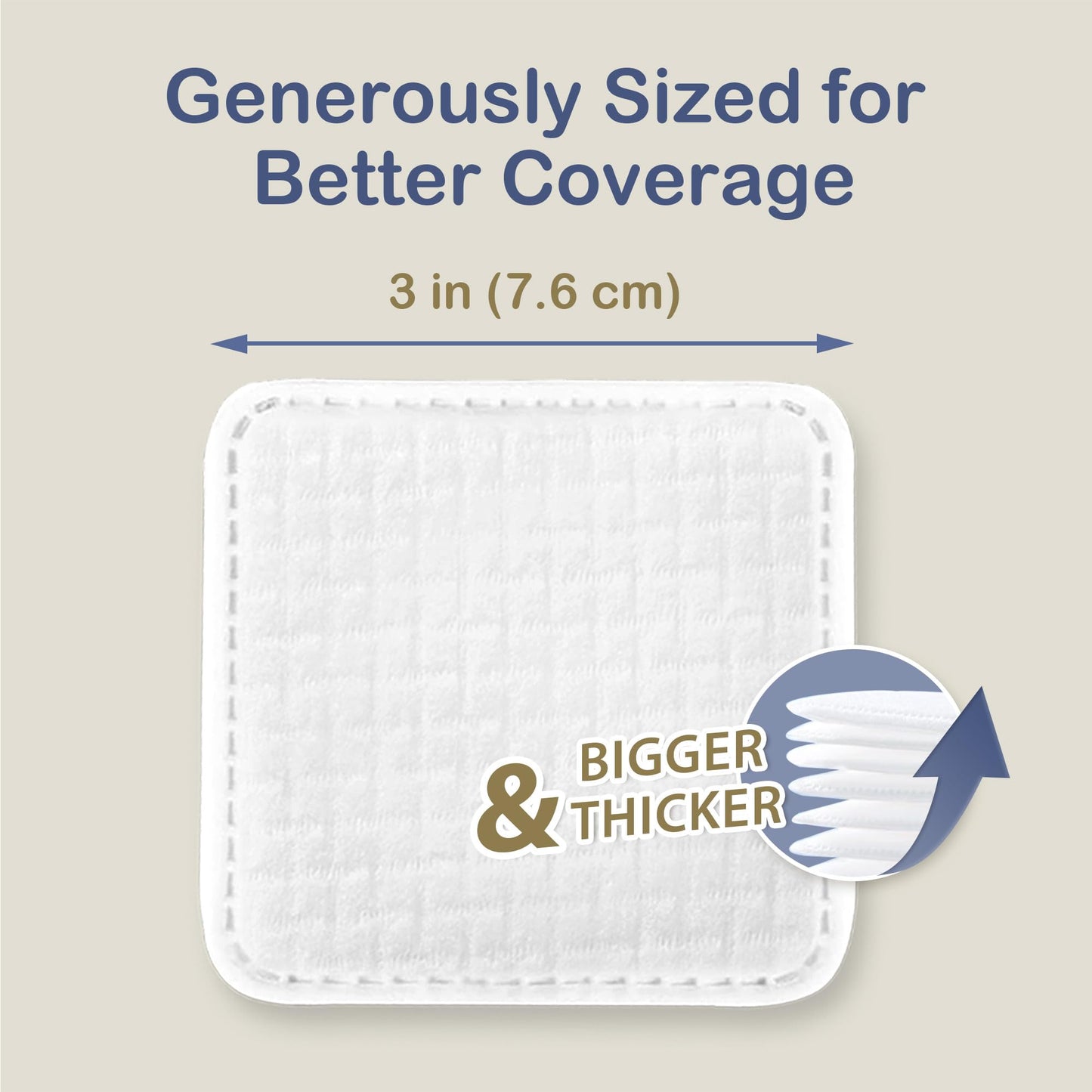 Ourmed Life Large Cotton Pads for Makeup Removal, Soft & Lint-Free Face Pads with Pressed Seam Design, Durable Biodegradable Pads for Facial Cleansing on All Skin Types, 3x3 Inch, 60 Count