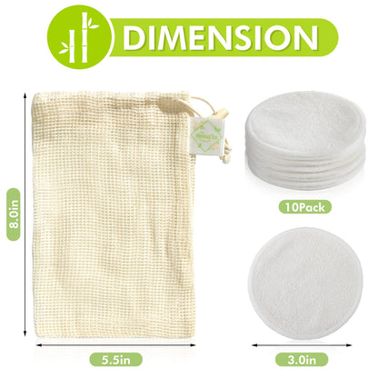 Hima'la 12 Pcs Reusable Makeup Remover Padswith Washable Laundry Bag | Bamboo Reusable Make Up Remover Pads - Eco Friendly Soft & Gentle Reusable Cotton Pads Makeup Remover (Pack of 12)