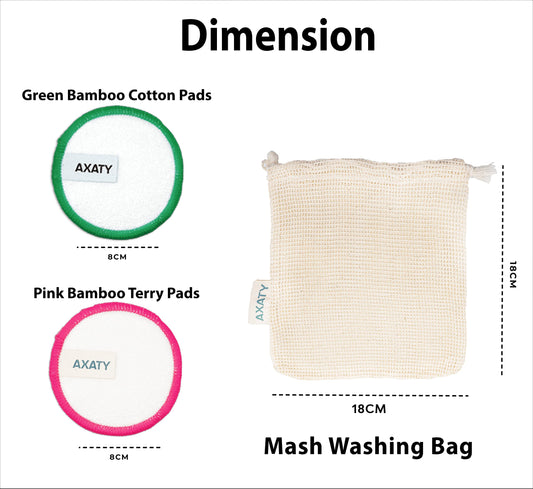 AXATY 3-Layers 20 Reusable Makeup Remover Pads - Organic Bamboo Cotton Pads with Drawstring Bag, Eco-Friendly Cleansing Face Pads - Makeup Remover for All Skin Types (Brown, 20 Pads Set)