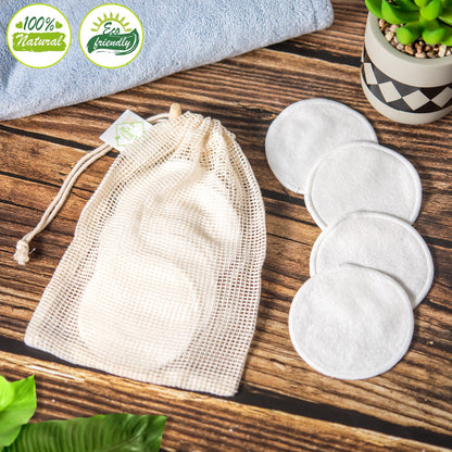 Hima'la 12 Pcs Reusable Makeup Remover Padswith Washable Laundry Bag | Bamboo Reusable Make Up Remover Pads - Eco Friendly Soft & Gentle Reusable Cotton Pads Makeup Remover (Pack of 12)
